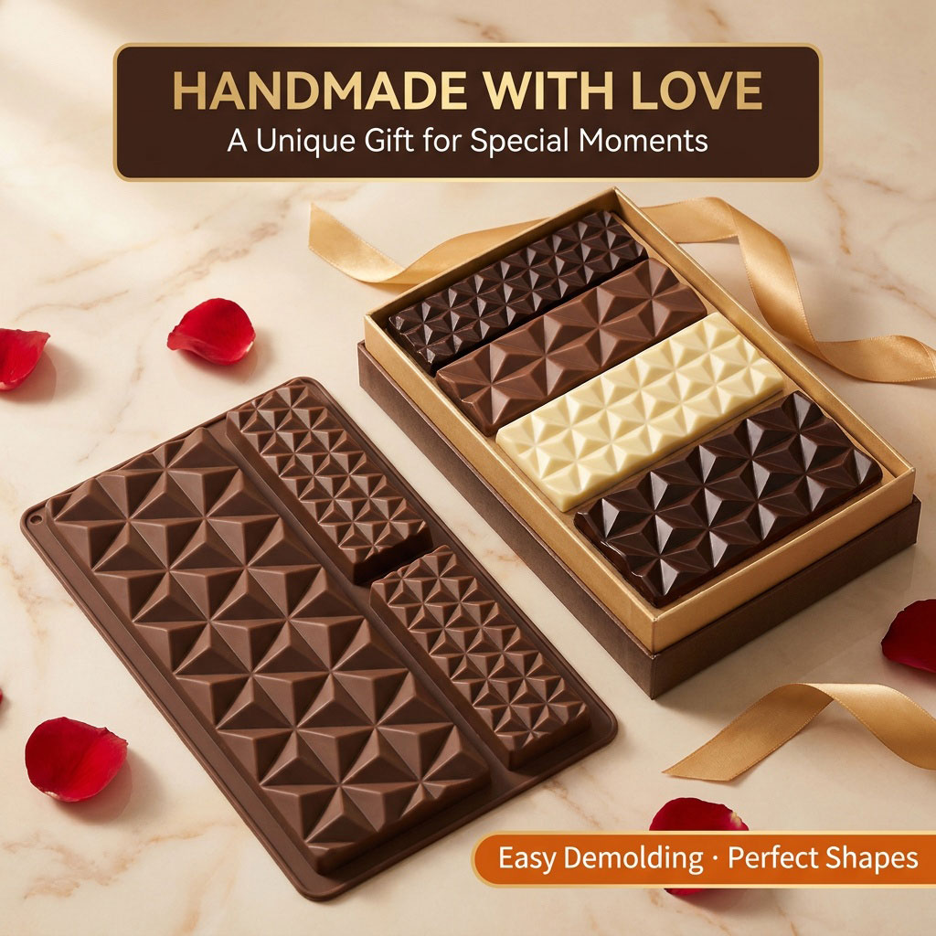 Kitchen Baking Trays - 2-in-1 실리콘 초콜릿 바 몰드, 재사용