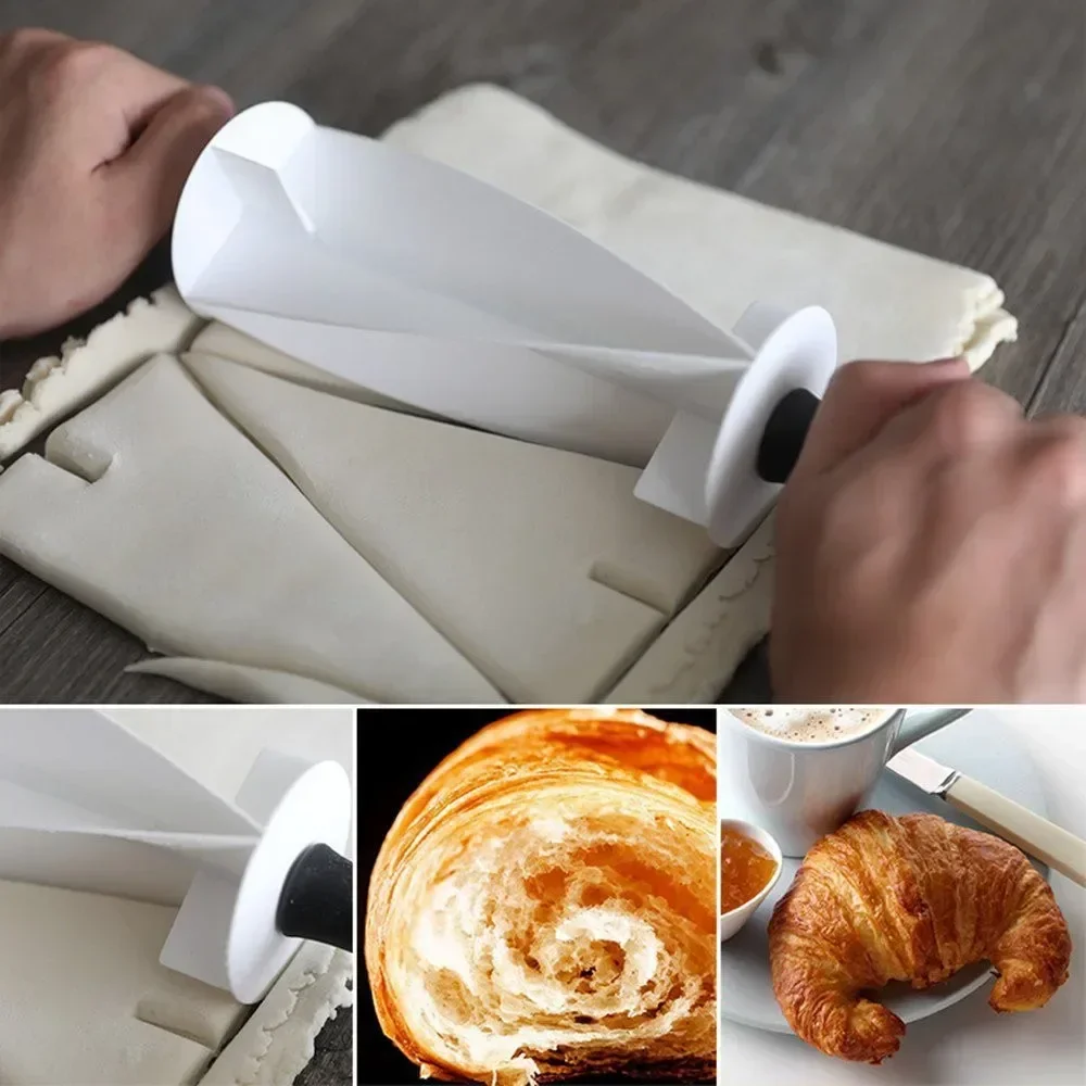 Kitchen Roll Baking - 손잡이가 있는 플라스틱 크로와상 반죽 커터,