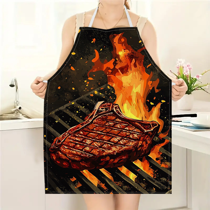 Kitchen Baking Ideas - 불꽃 그릴 프린트가 있는 바베큐 스테이크