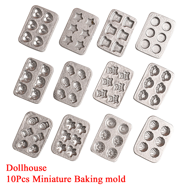 Kitchen Baking Trays - 10개 인형 집 미니어처 미니 케이크