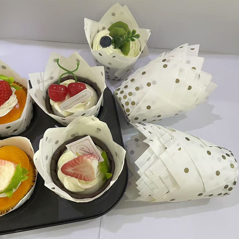 Kitchen Baking Mat - 50개/100개 골드 도트 튤립 케이크 컵,