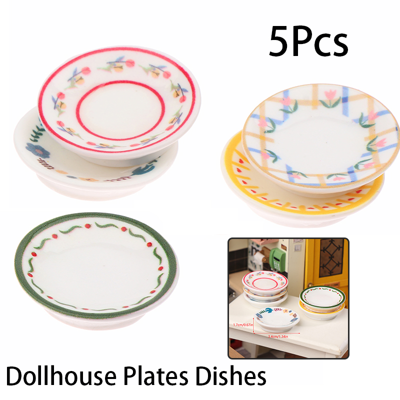 5Pcs 1/12 인형 집 미니 접시 요리 모델 인형  - Kitchen Baking Storage 리뷰 및 가격