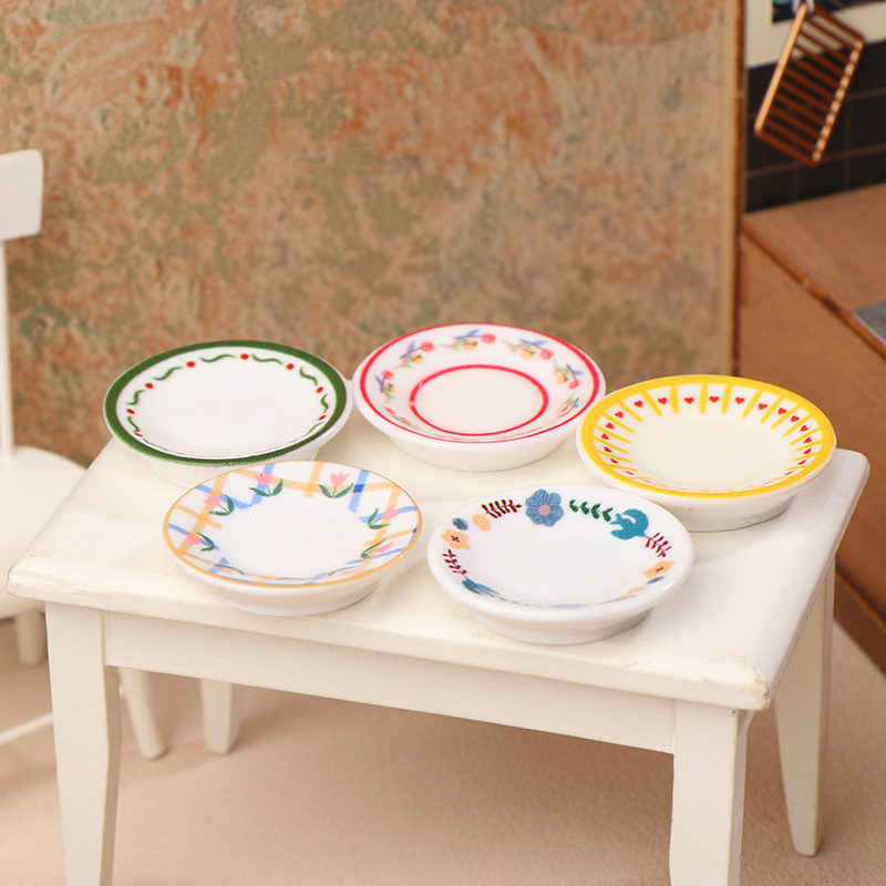 5Pcs 1/12 인형 집 미니 접시 요리 모델 인형  - Kitchen Baking Storage 리뷰 및 가격