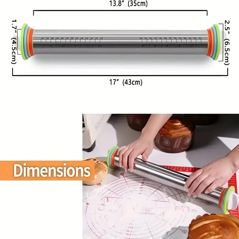 두께 조절 가능한 롤링 핀-측정 표시가 있는 스테인리스 - Kitchen Roll Baking 리뷰 및 가격