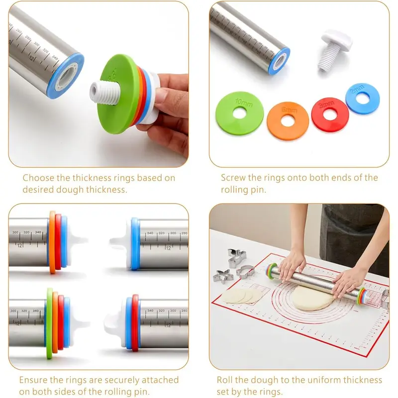두께 조절 가능한 롤링 핀-측정 표시가 있는 스테인리스 - Kitchen Roll Baking 리뷰 및 가격