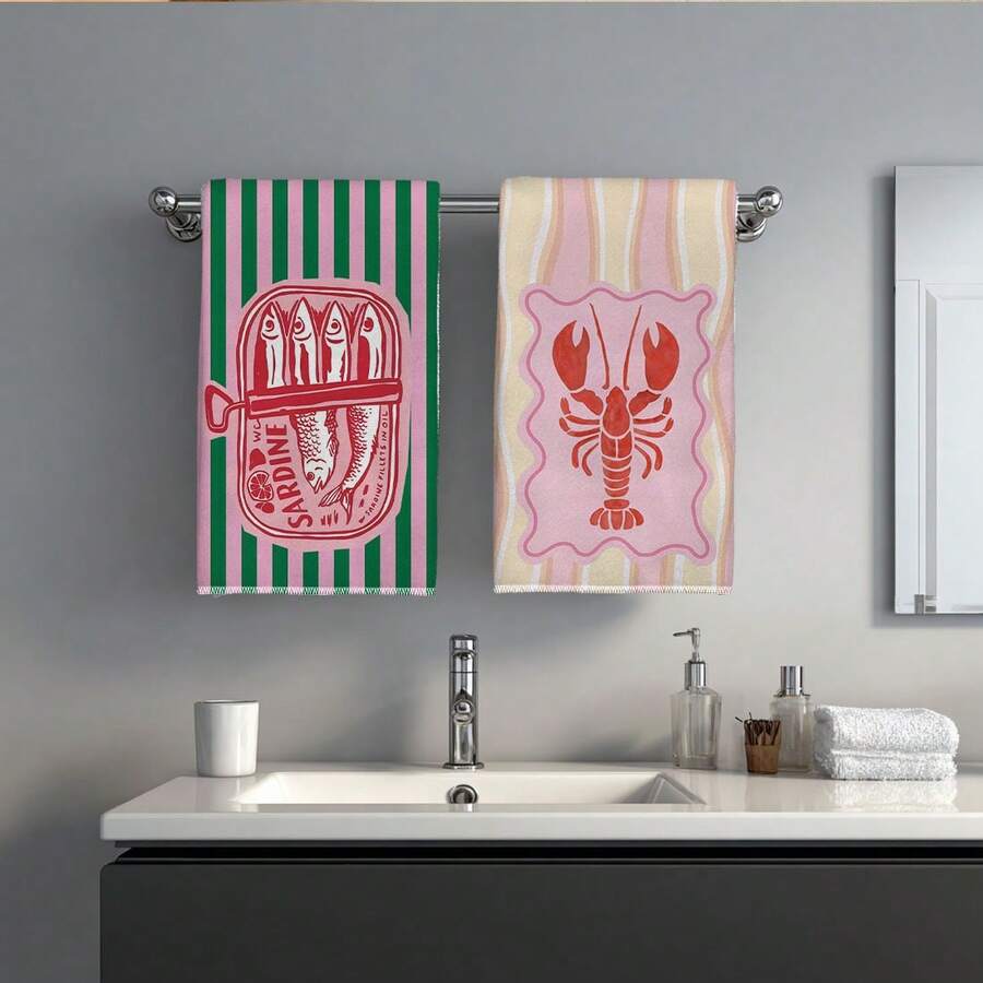 2개, 분홍색과 녹색 줄무늬가 있는 새우와 생선 주방  - Kitchen Baking Must Haves 리뷰 및 가격