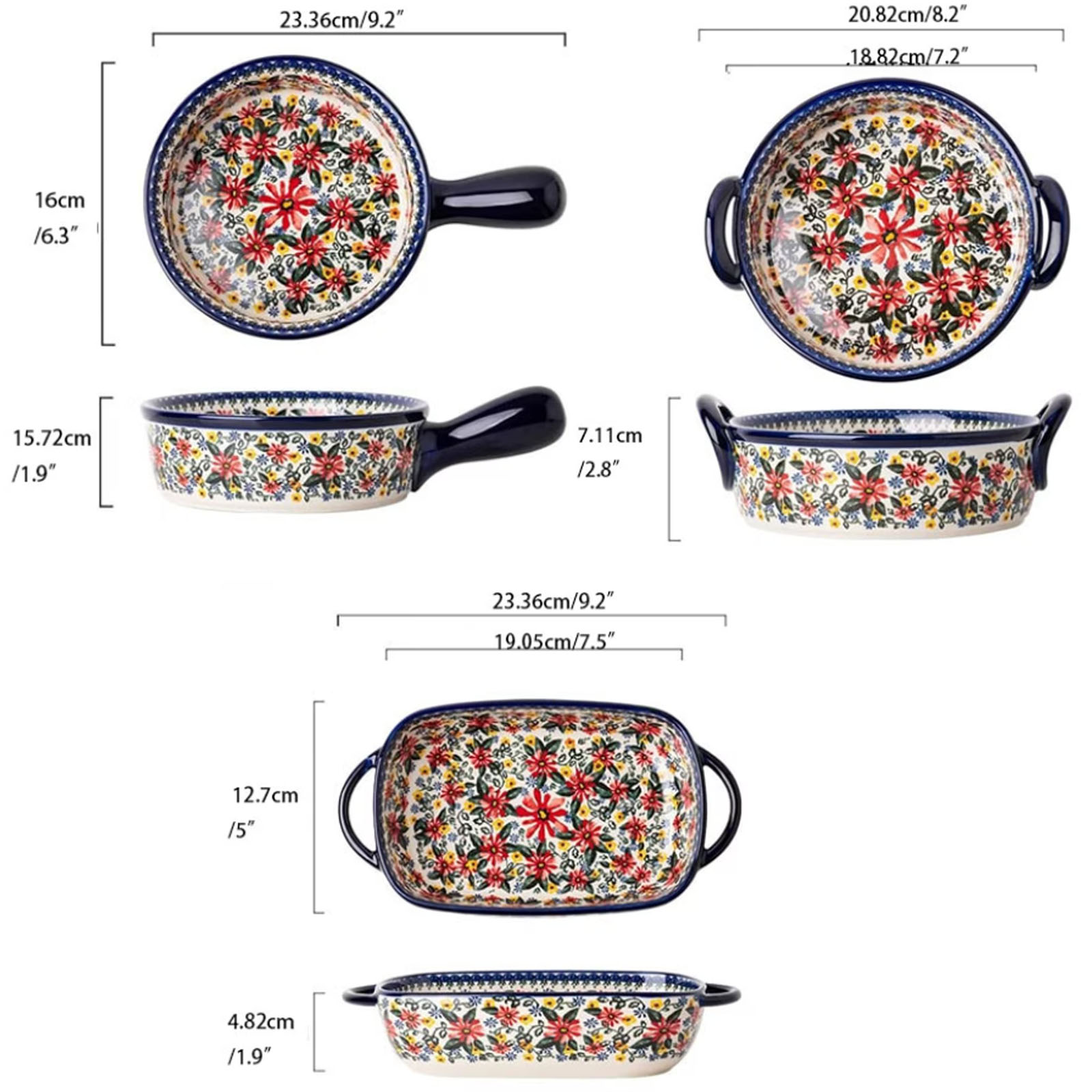 1개, 꽃무늬 세라믹 베이킹 트레이, 손잡이가 있는 트 - Kitchen Baking Must Haves 리뷰 및 가격